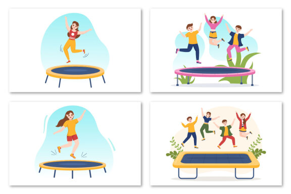 12 Trampoline Sport Illustration