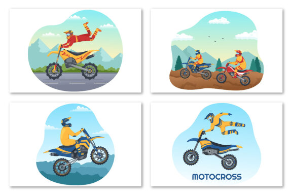 10 Motocross Sport Illustration