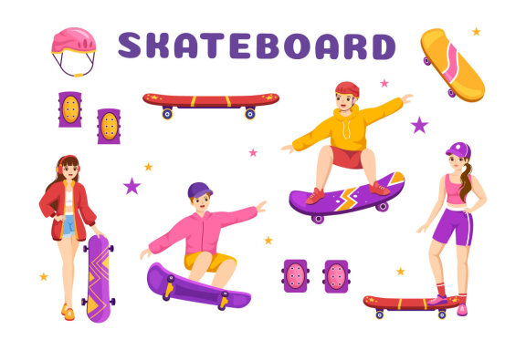 14 Skateboard Sport Illustration