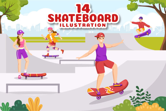 14 Skateboard Sport Illustration