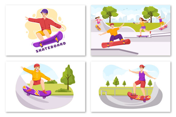 14 Skateboard Sport Illustration