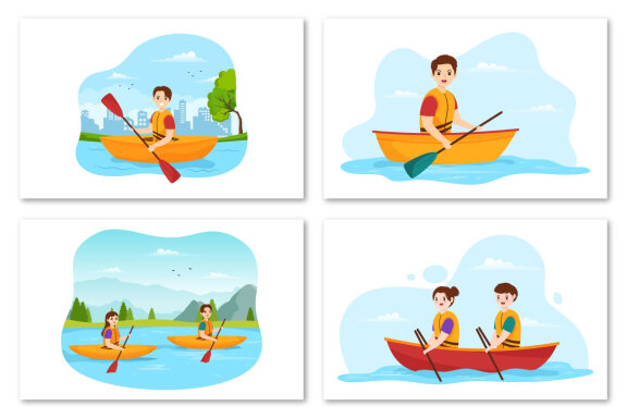 12 Rowing Sport Illustration