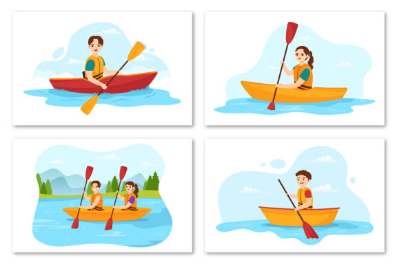 12 Rowing Sport Illustration