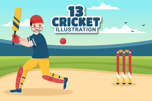 13 Cricket Sport Illustration