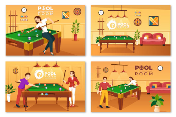 12 Billiards Game Illustration