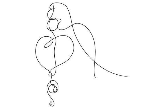 Heart Shaped Hands One Continuous Line Drawing
