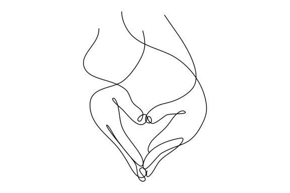 Heart Shaped Hands One Continuous Line Drawing