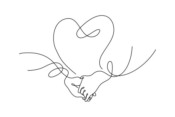 Heart Shaped Hands One Continuous Line Drawing