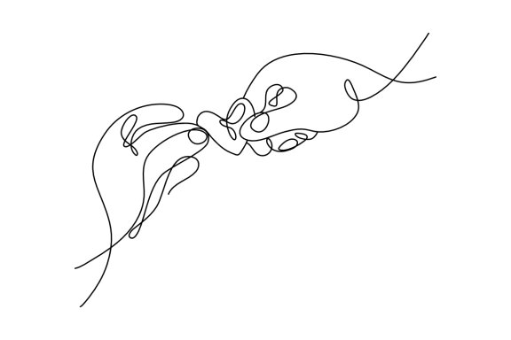 Heart Shaped Hands One Continuous Line Drawing