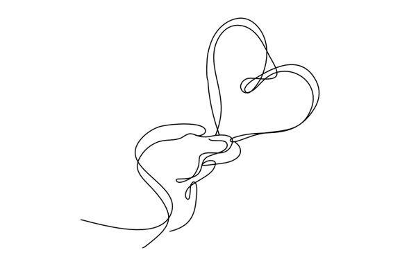Heart Shaped Hands One Continuous Line Drawing