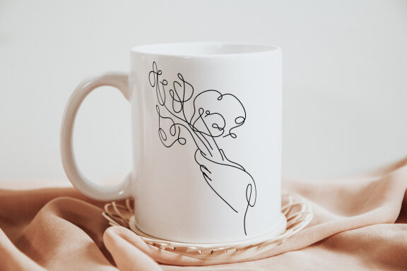 Flower Bouquet Minimalist Line Art Drawing