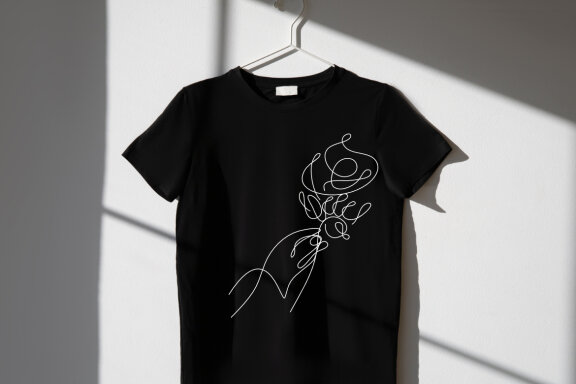 Flower Bouquet Minimalist Line Art Drawing