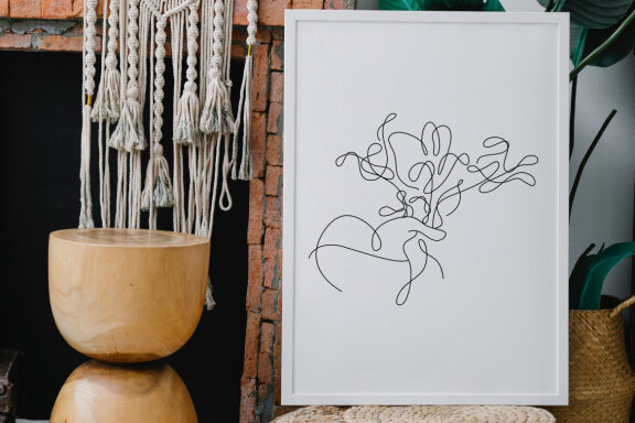 Flower Bouquet Minimalist Line Art Drawing