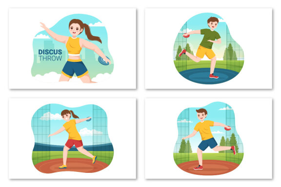10 Discus Throw Playing Illustration