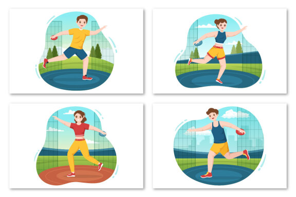 10 Discus Throw Playing Illustration