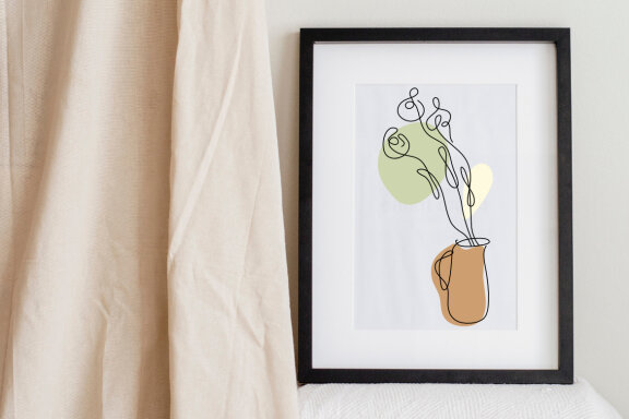 Flower Bouquet Shape Minimalist Line Art Drawing