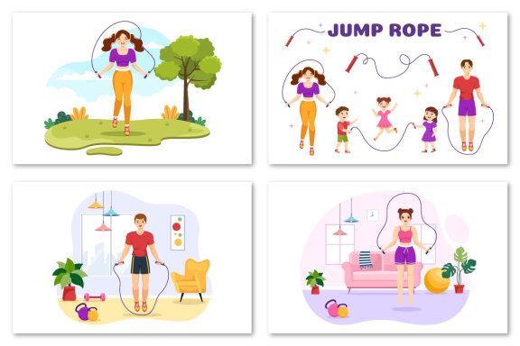 12 Jump Rope Sport Illustration