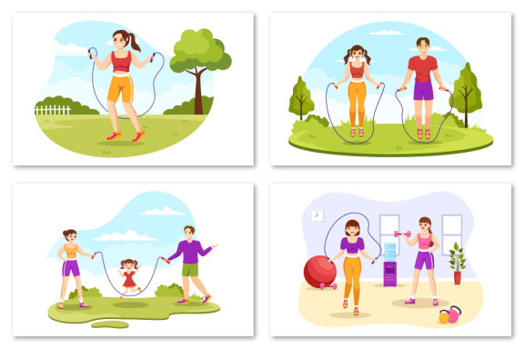 12 Jump Rope Sport Illustration