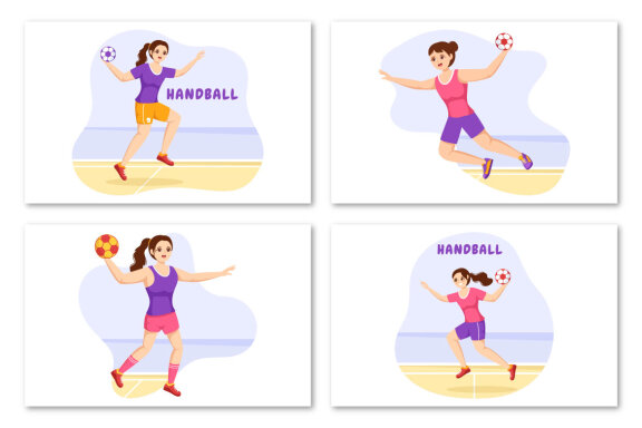 12 Handball Sports Illustration