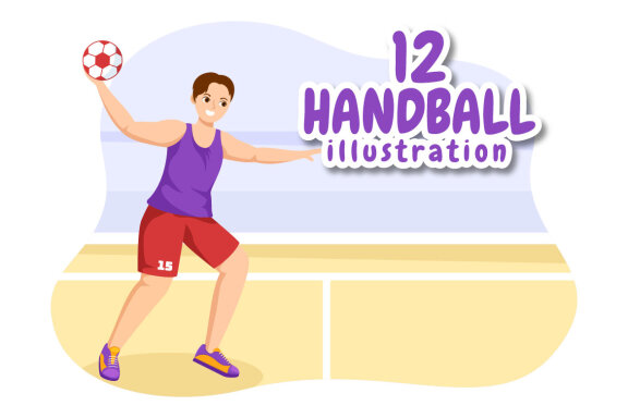 12 Handball Sports Illustration