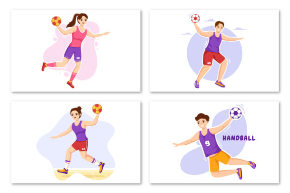 12 Handball Sports Illustration