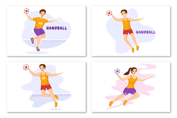 12 Handball Sports Illustration