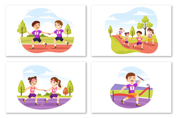 12 Relay Race Sports Illustration