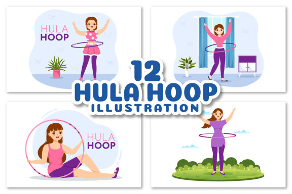 12 Playing Hula Hoop Illustration