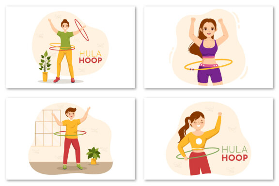 12 Playing Hula Hoop Illustration