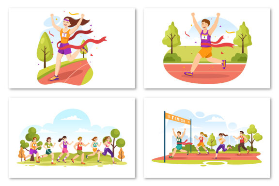 13 Marathon Race Sport Illustration