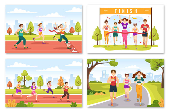 13 Marathon Race Sport Illustration