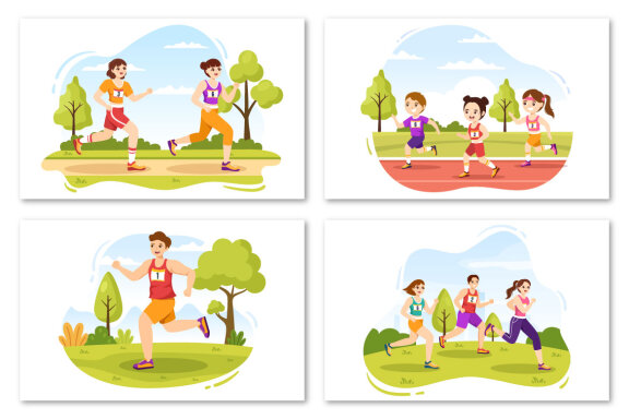 13 Marathon Race Sport Illustration