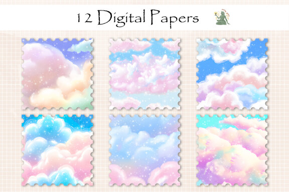 Cotton Candy Cloud V2 Digital Paper 