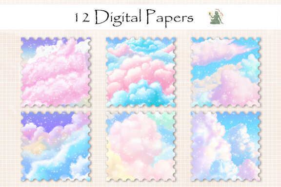 Cotton Candy Cloud V2 Digital Paper 