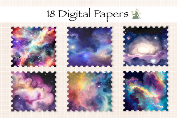 Watercolour Space Fantasy Digital Paper