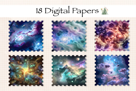 Watercolour Space Fantasy Digital Paper