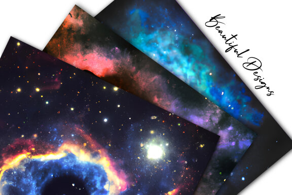 Watercolor Fantasy Galaxy Digital Paper