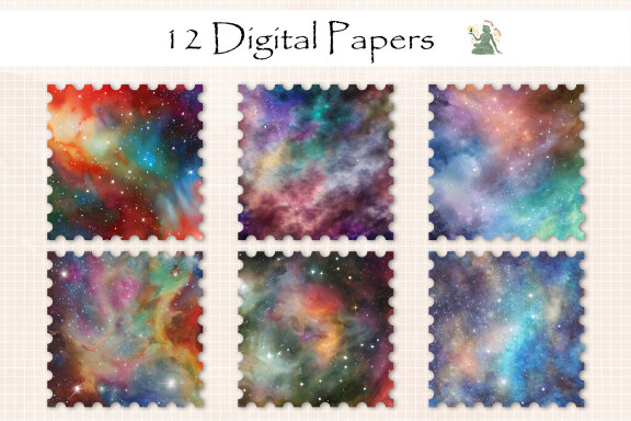 Watercolor Galaxy Digital Paper