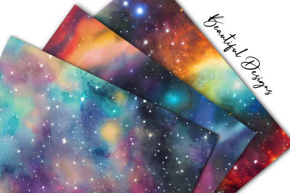 Watercolor Fantasy Sky Digital Paper