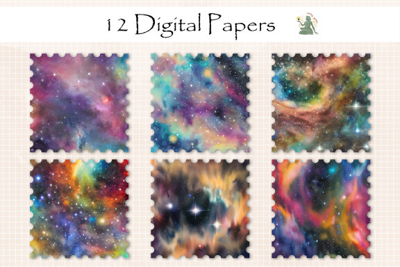 Watercolor Fantasy Sky Digital Paper