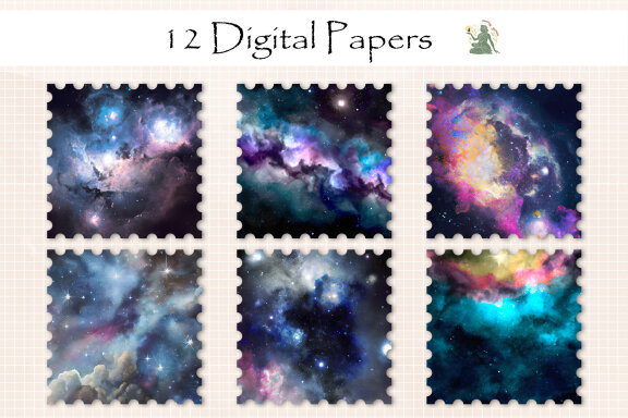 Watercolor Fantasy Sky Digital Paper