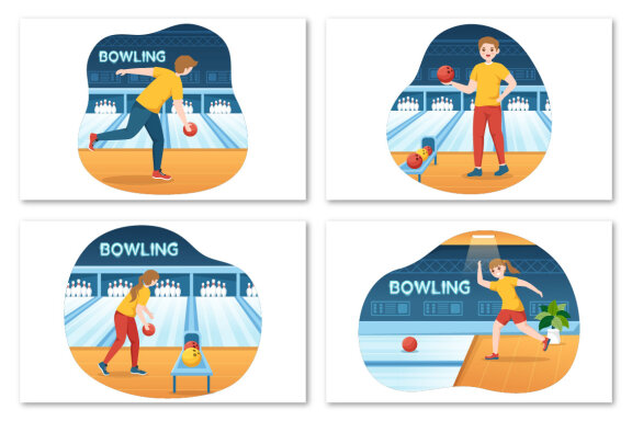 12 Bowling Game Illustration