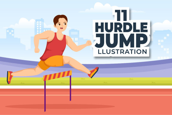 11 Hurdle Long Jump Sportsman Illustration