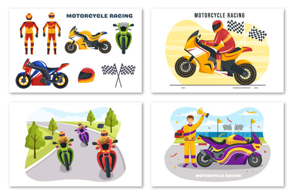 12 Motorcycle Racing Championship Illustration