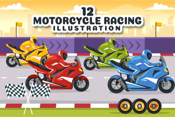 12 Motorcycle Racing Championship Illustration | Deeezy