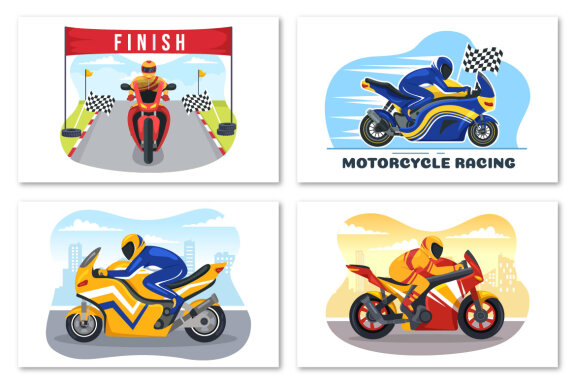 12 Motorcycle Racing Championship Illustration