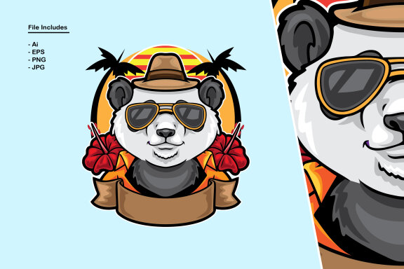 Panda Summer Style Illustration