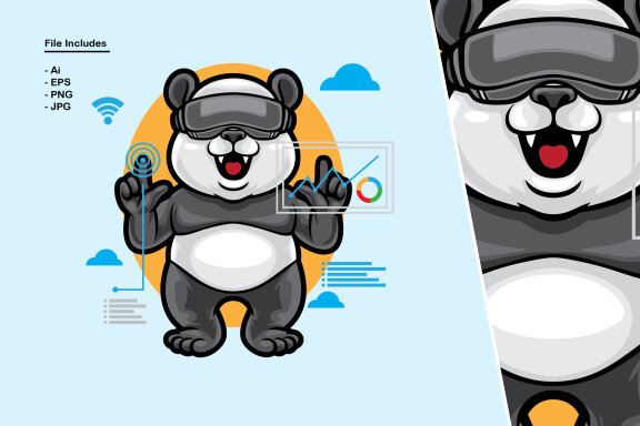 Panda Virtual Reality Illustration