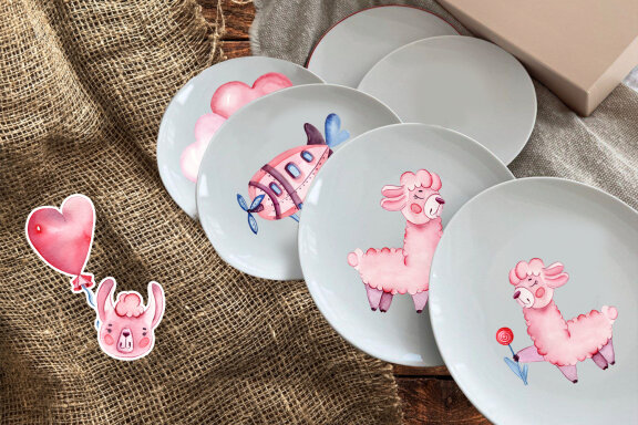 Cute watercolor llama alpaca clipart