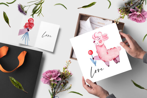 Cute watercolor llama alpaca clipart